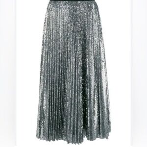 MSGM sequence plated midi skirt with printed insert in Argento